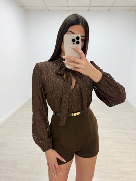 MONO COMBINADO ENCAJE MARRÓN